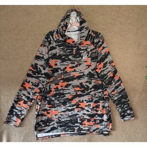 Gillz Camo Hoodie Mens 2XL Gray Black Orange Pullover Lightweight Fishing